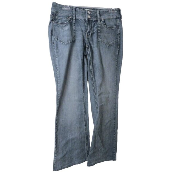 White House Black Market 4R Jeans Womens Denim Flare Leg Blue Cotton Blend Noir - Picture 1 of 10